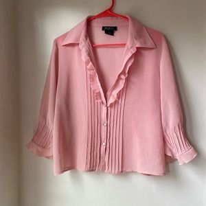 Vintage pink ruffle blouse M/L